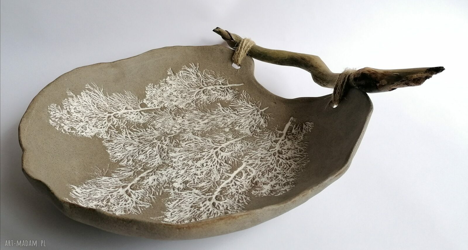 Duża misa ceramiczna „Forever Nature” z gliny szamotowej - beż i biel