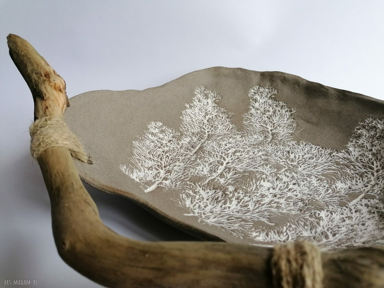 Duża misa ceramiczna „Forever Nature” z gliny szamotowej - beż i biel