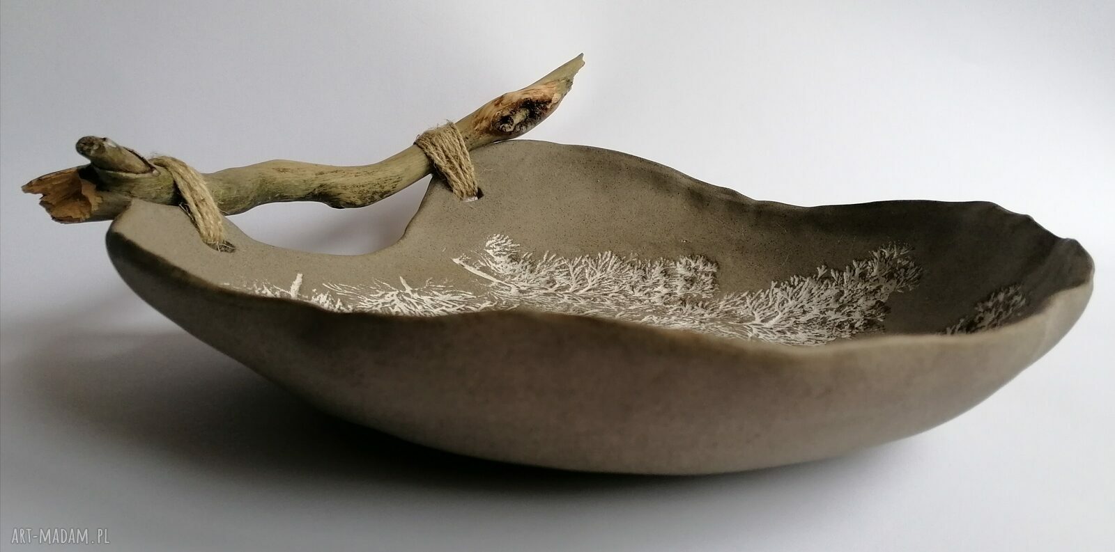 Duża misa ceramiczna „Forever Nature” z gliny szamotowej - beż i biel