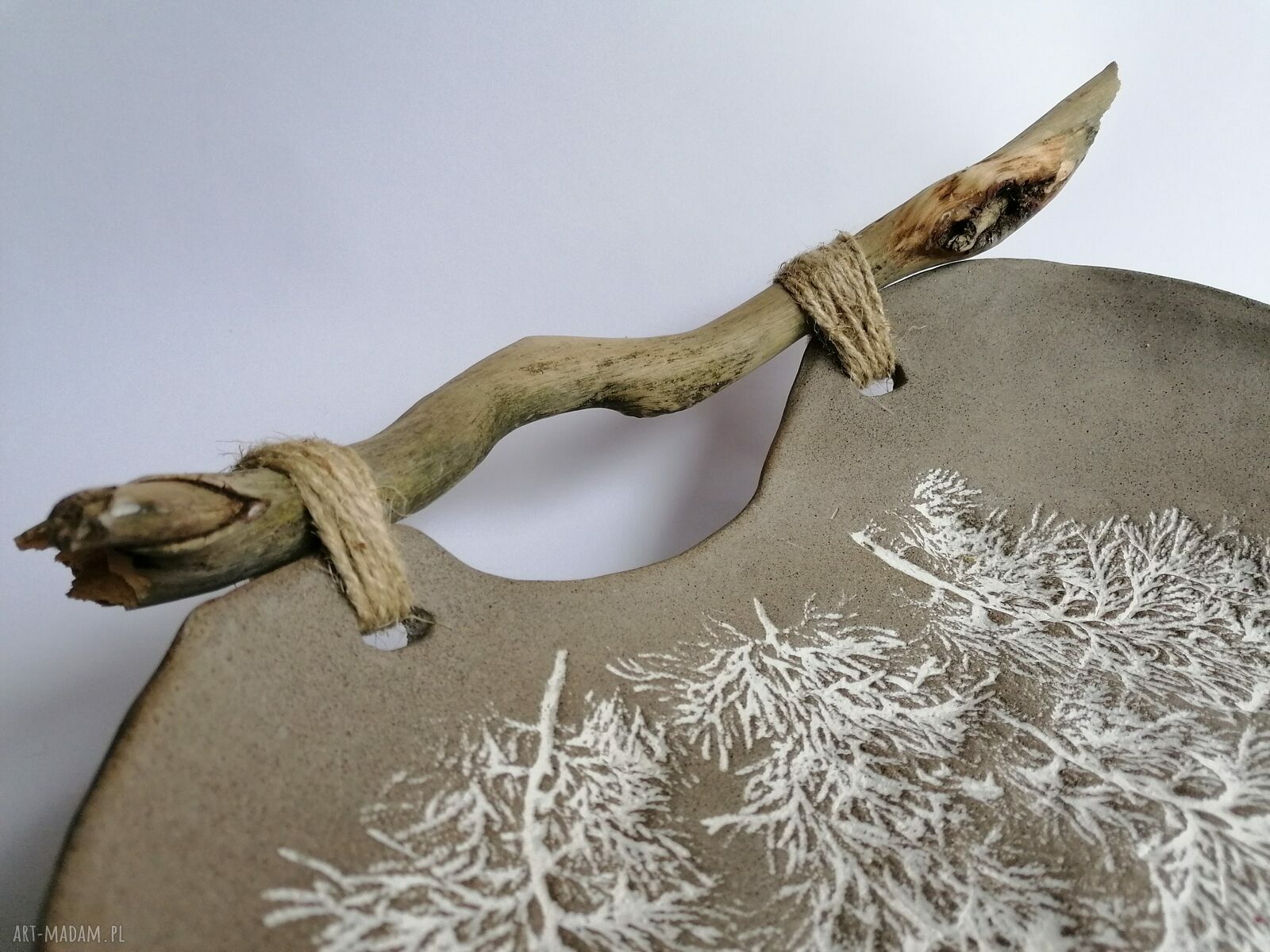 Duża misa ceramiczna „Forever Nature” z gliny szamotowej - beż i biel