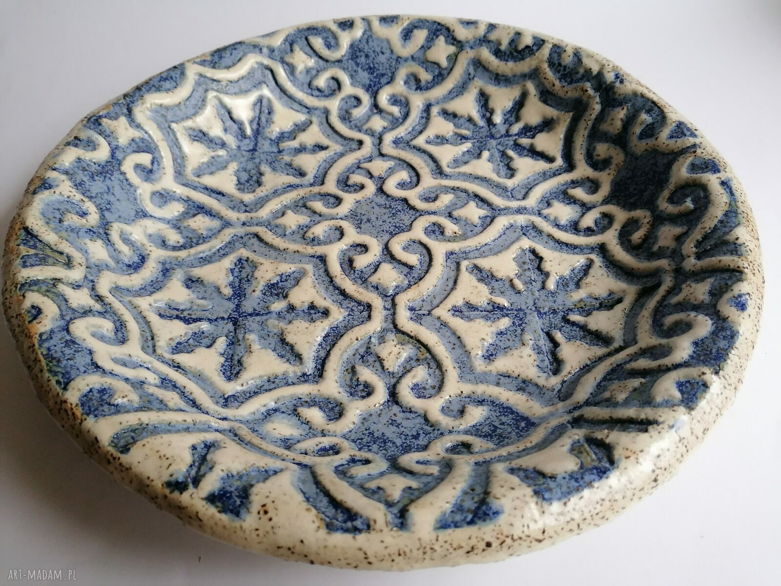 Duża misa ceramiczna „Wakacje w Hiszpanii” - ręcznie wykonana z gliny szamotowej