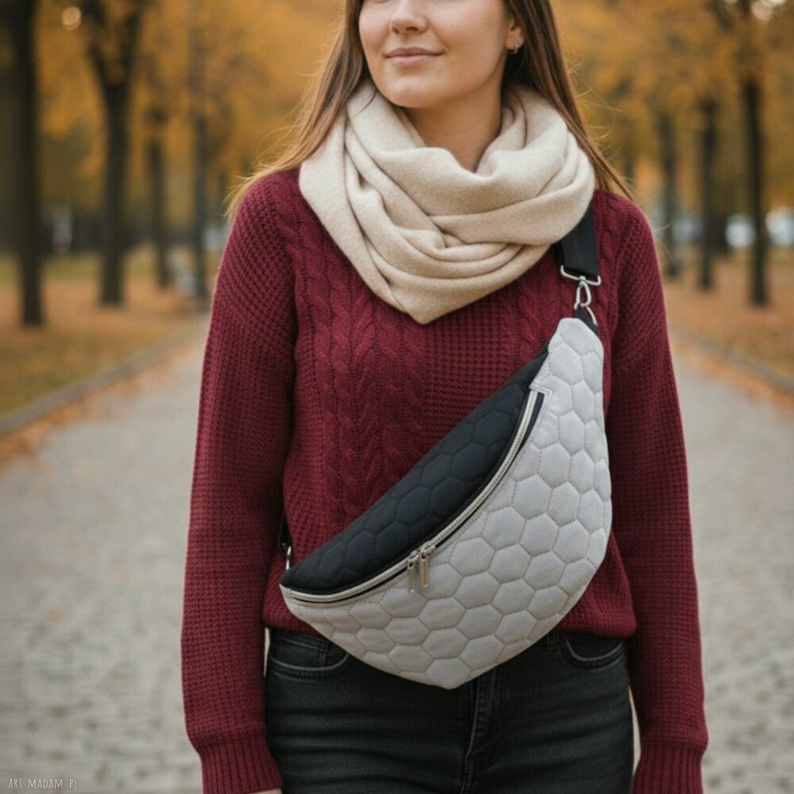 Duża nerka damska welurowa pikowana NS05xxl -001