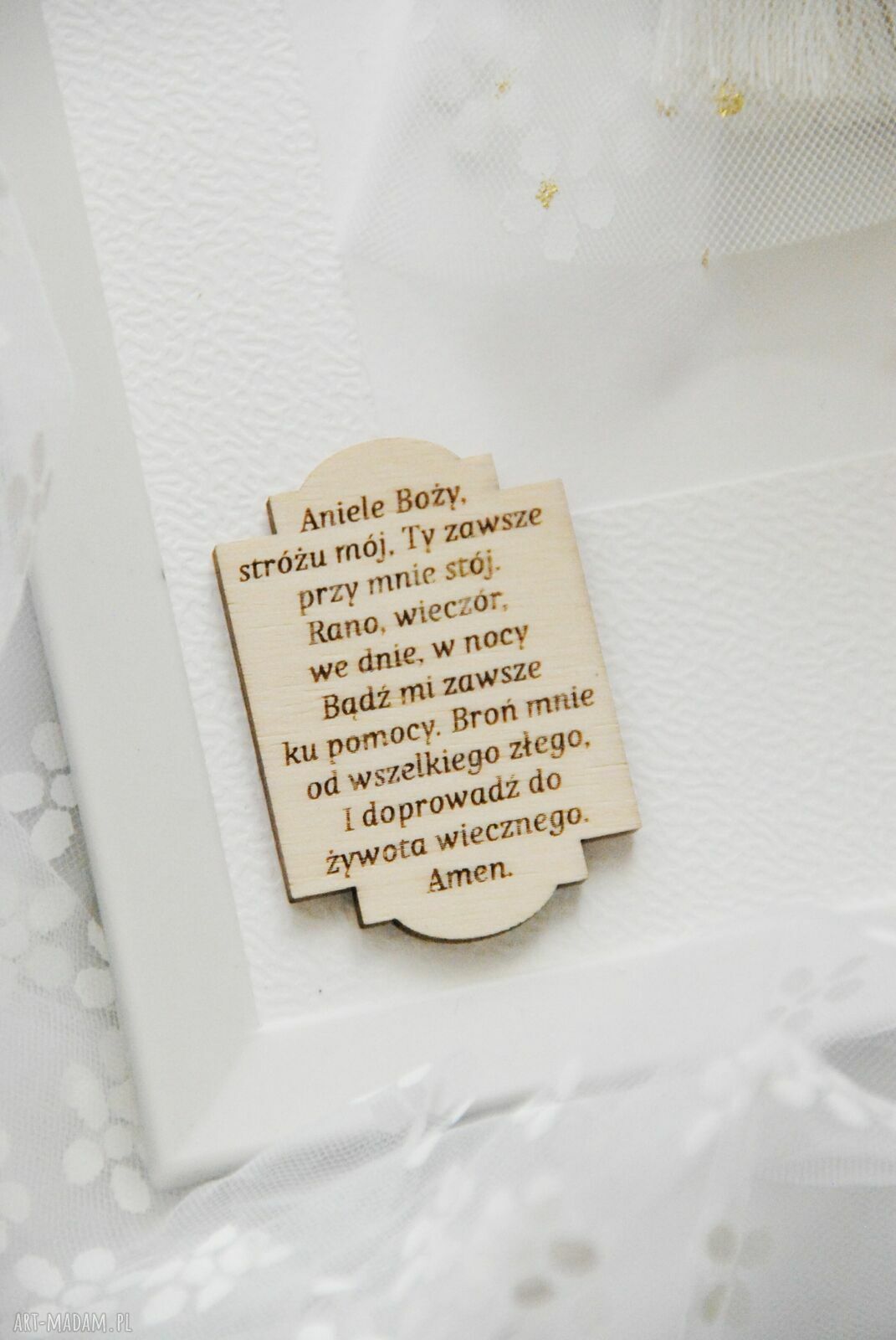 Duża Pamiątka Chrztu Świętego - aniołek w ramce