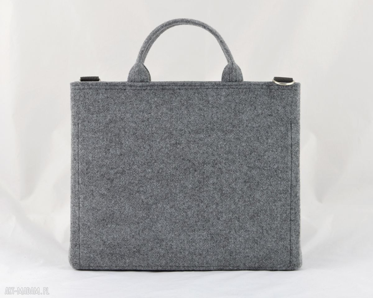 Duża Szara Torebka na Laptopa Minimalistyczna handmade