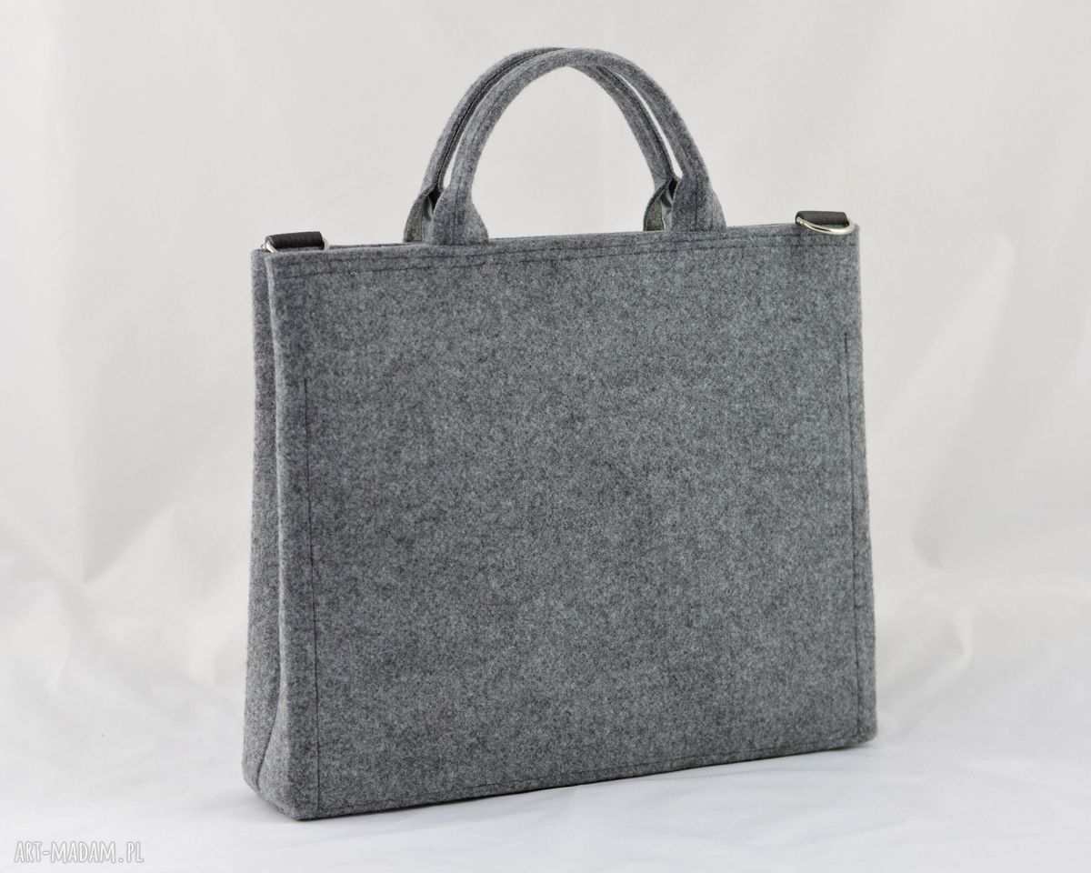 Duża Szara Torebka na Laptopa Minimalistyczna handmade