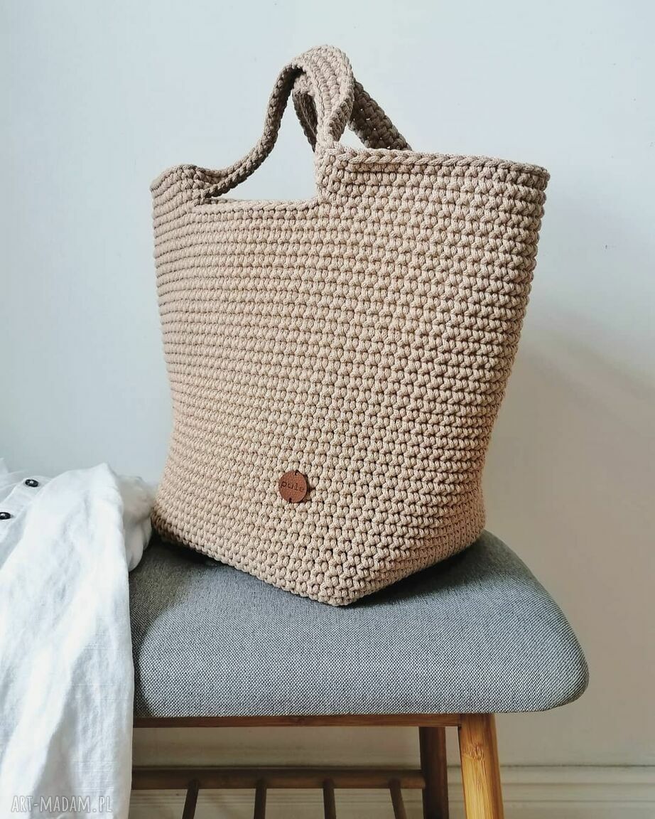 Duża szydełkowa torba typu shopper bag