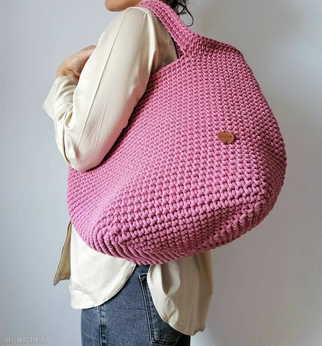 Duża szydełkowa torba typu shopper bag