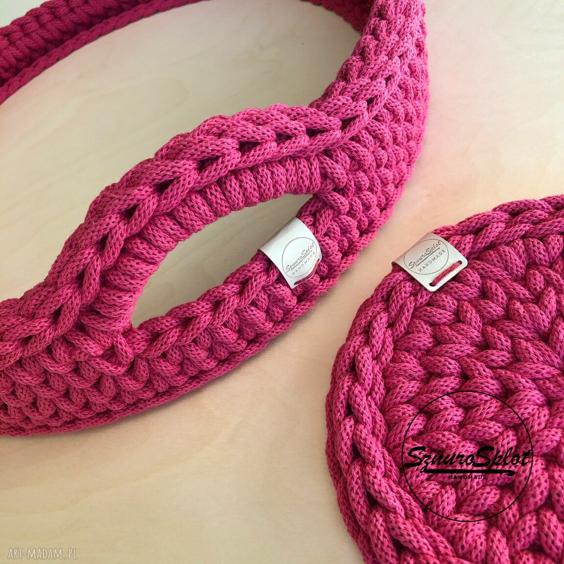 Duża taca-kosz ze sznurka 37 cm z podkładką gratis