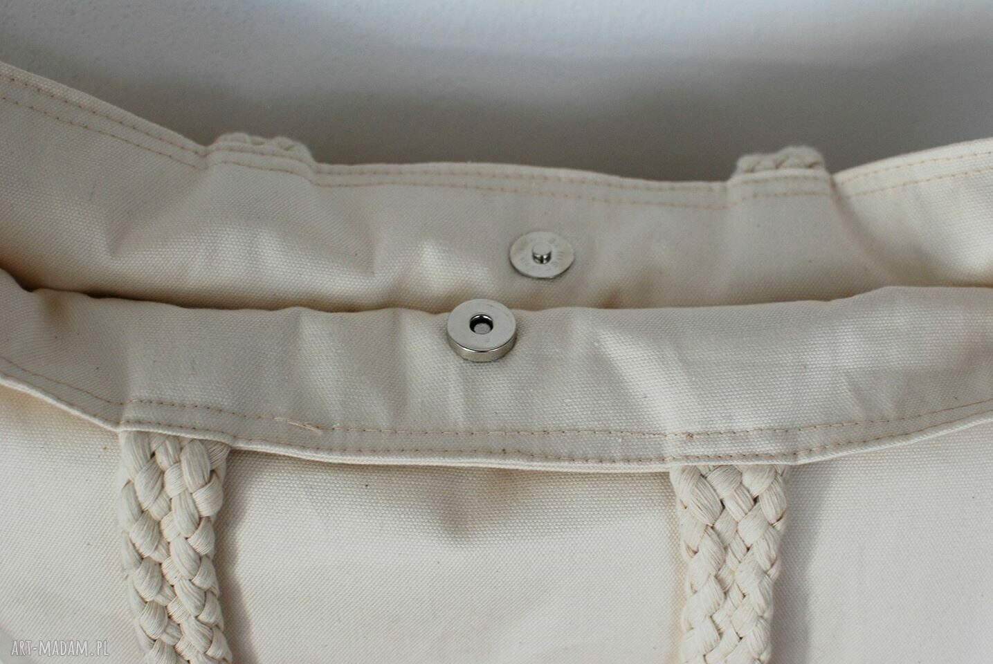 Duża torba plażowa handmade w kolorze beżowym
