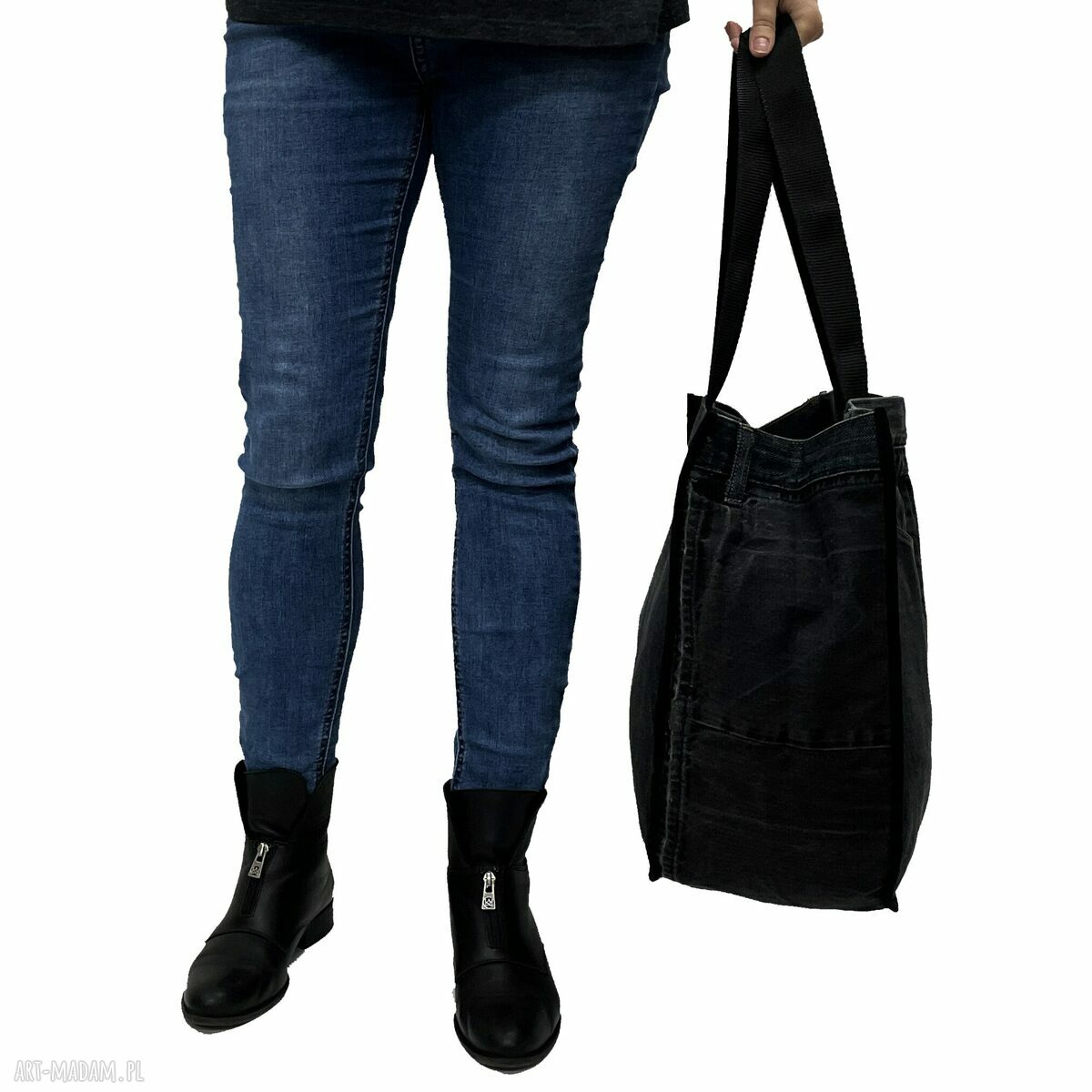 Duża torba na ramię z upcyklingu jeansowego Hugo Boss 103