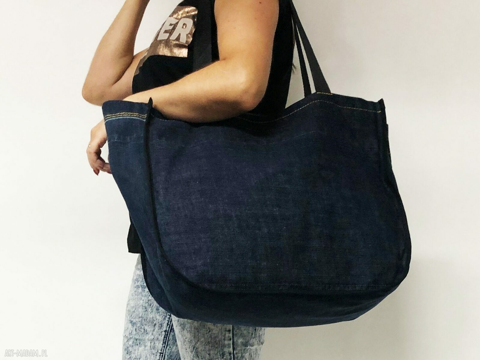 Duża torba upcykling jeans Lee Cooper na ramię