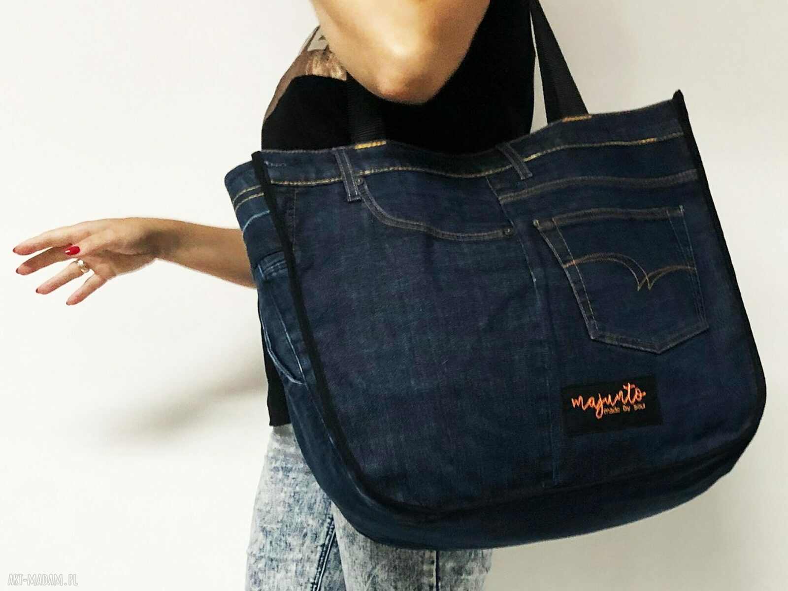 Duża torba upcykling jeans Lee Cooper na ramię