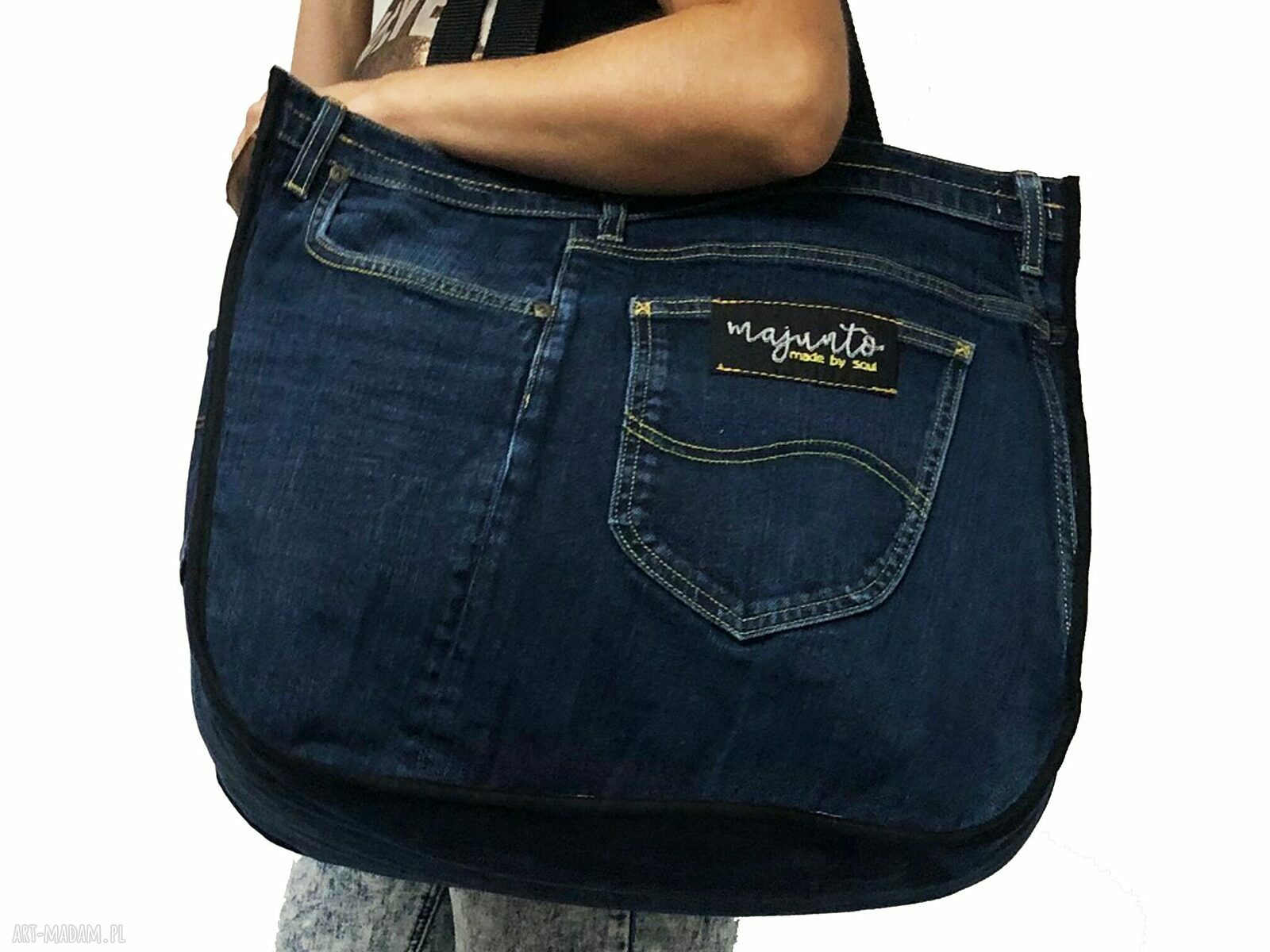 Duża torba na ramię z upcyklingu jeans - Majunto (Lee Cooper 37)