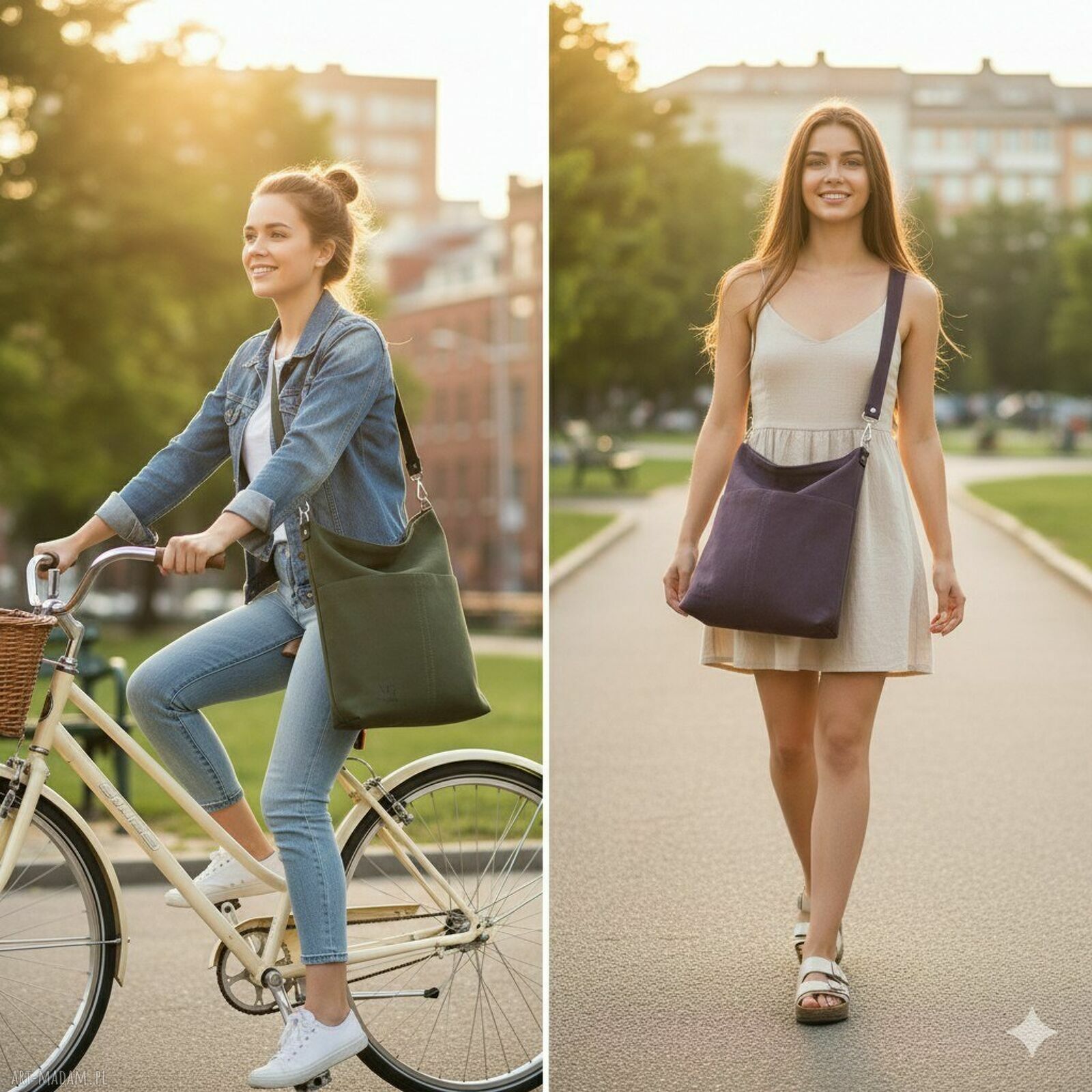 Duża torba miejska Classic XL - wodoodporna butelkowa zieleń (A4)