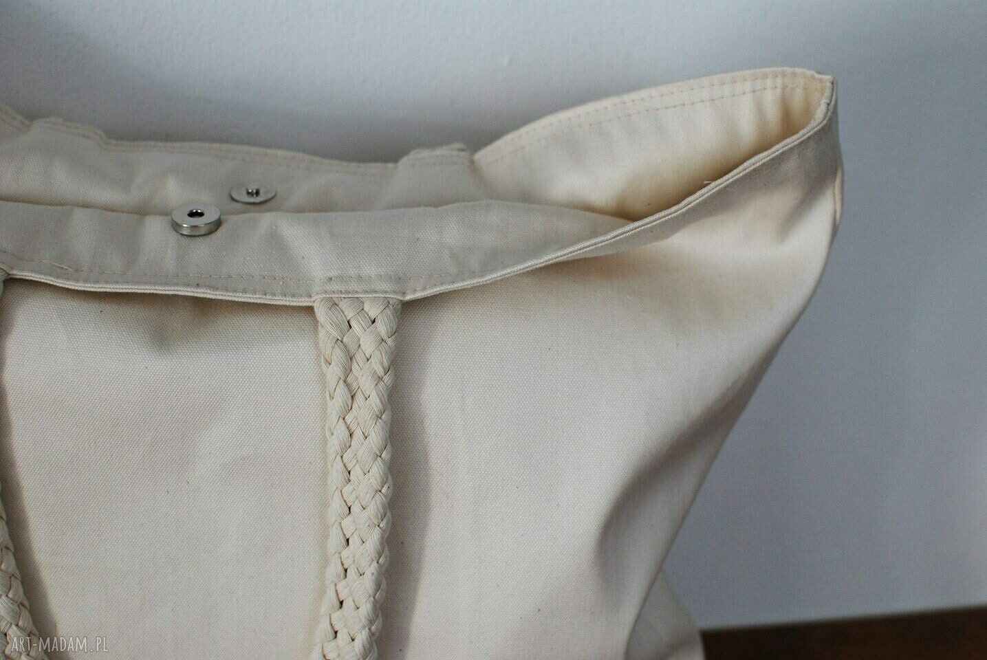 Duża torba plażowa handmade w kolorze beżowym