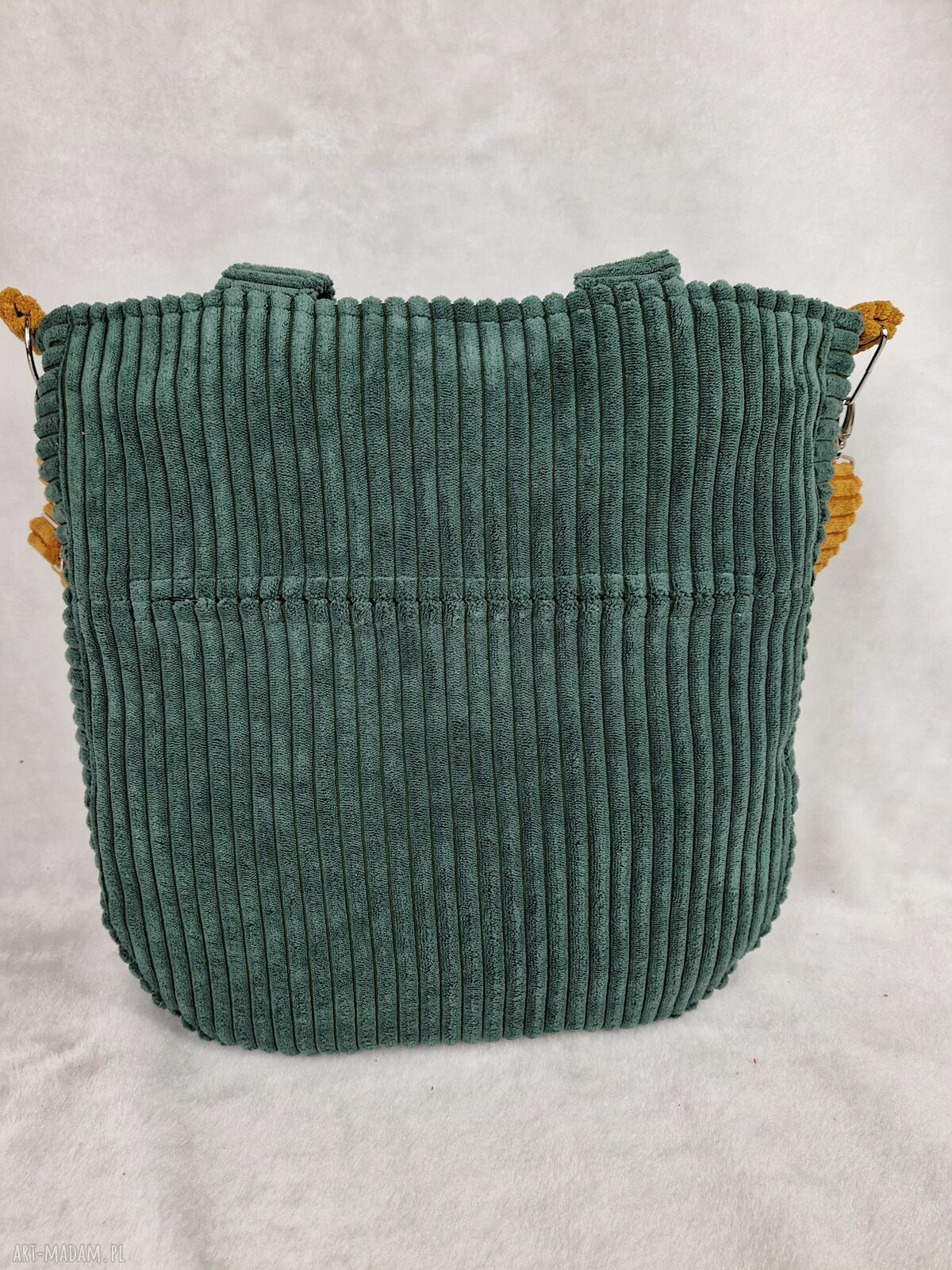 Duża torba na ramię handmade - butelkowa zieleń i musztarda
