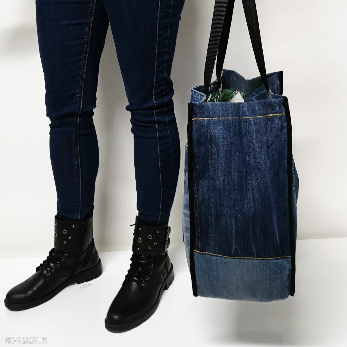 Duża torba upcykling jeans Dolce & Gabbana na ramię - solidna i pojemna