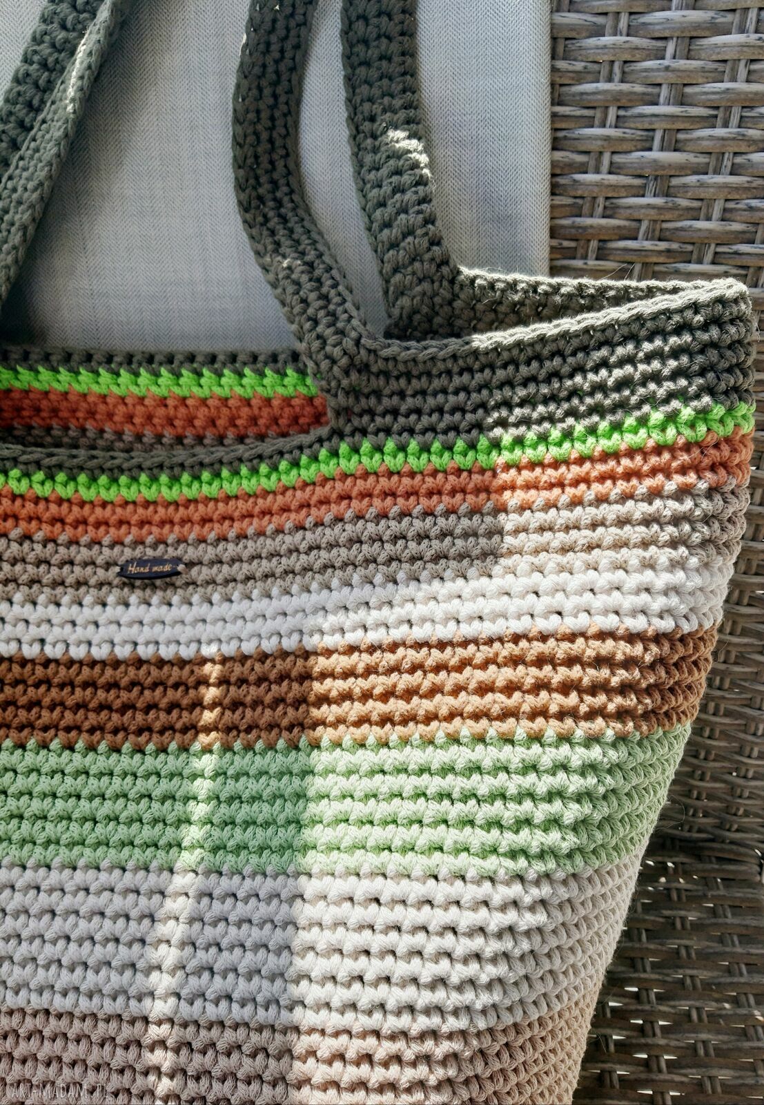Duża torba typu shopper z 100% bawełnianego sznurka dla niej