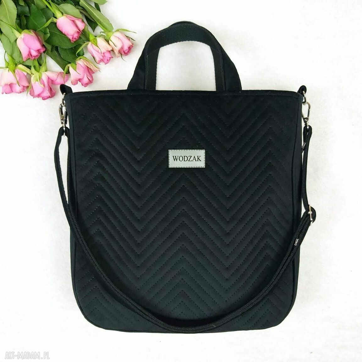 Torebka damska aurora czarnego weluru elegancka duża torba