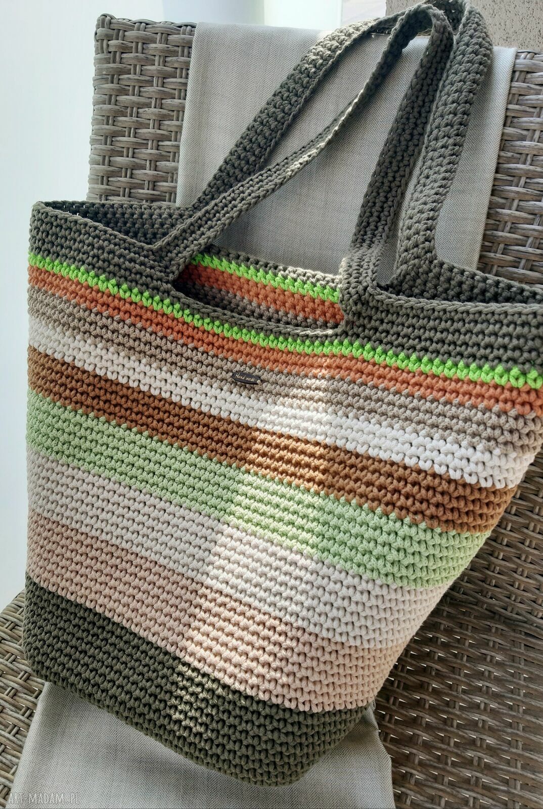 Duża torba typu shopper z 100% bawełnianego sznurka dla niej