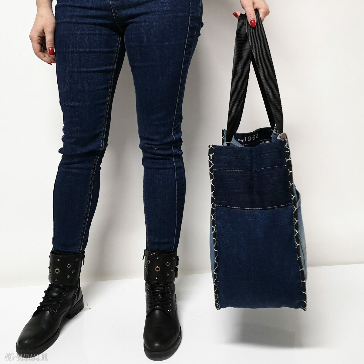 Duża torba upcykling JEANS BIG STAR na ramię