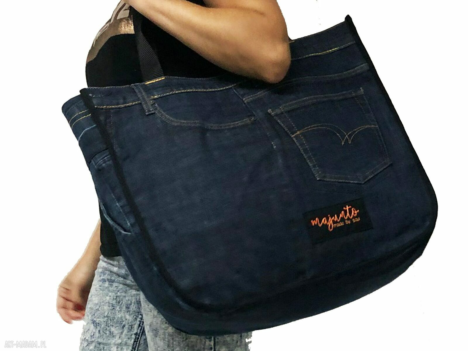 Duża torba upcykling jeans Lee Cooper na ramię