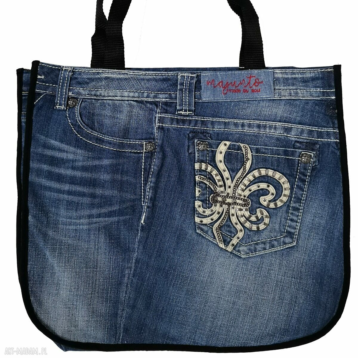 Duża torba na ramię z upcyklingu jeansu JEANS 73 od Majunto