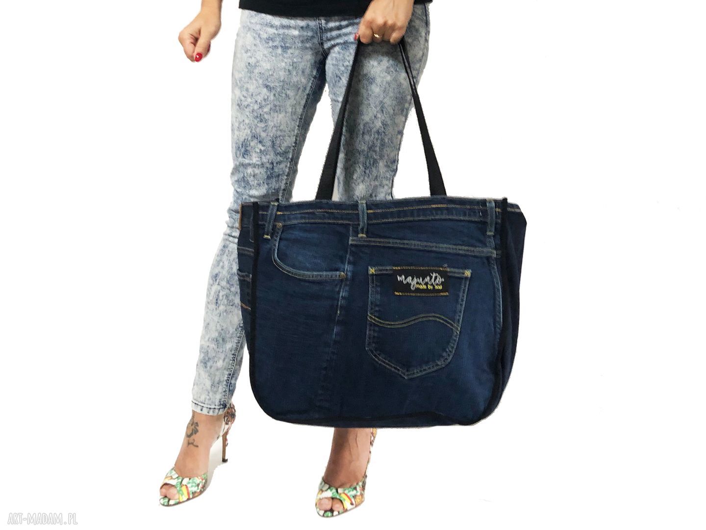 Duża torba na ramię z upcyklingu jeans - Majunto Lee Cooper 37