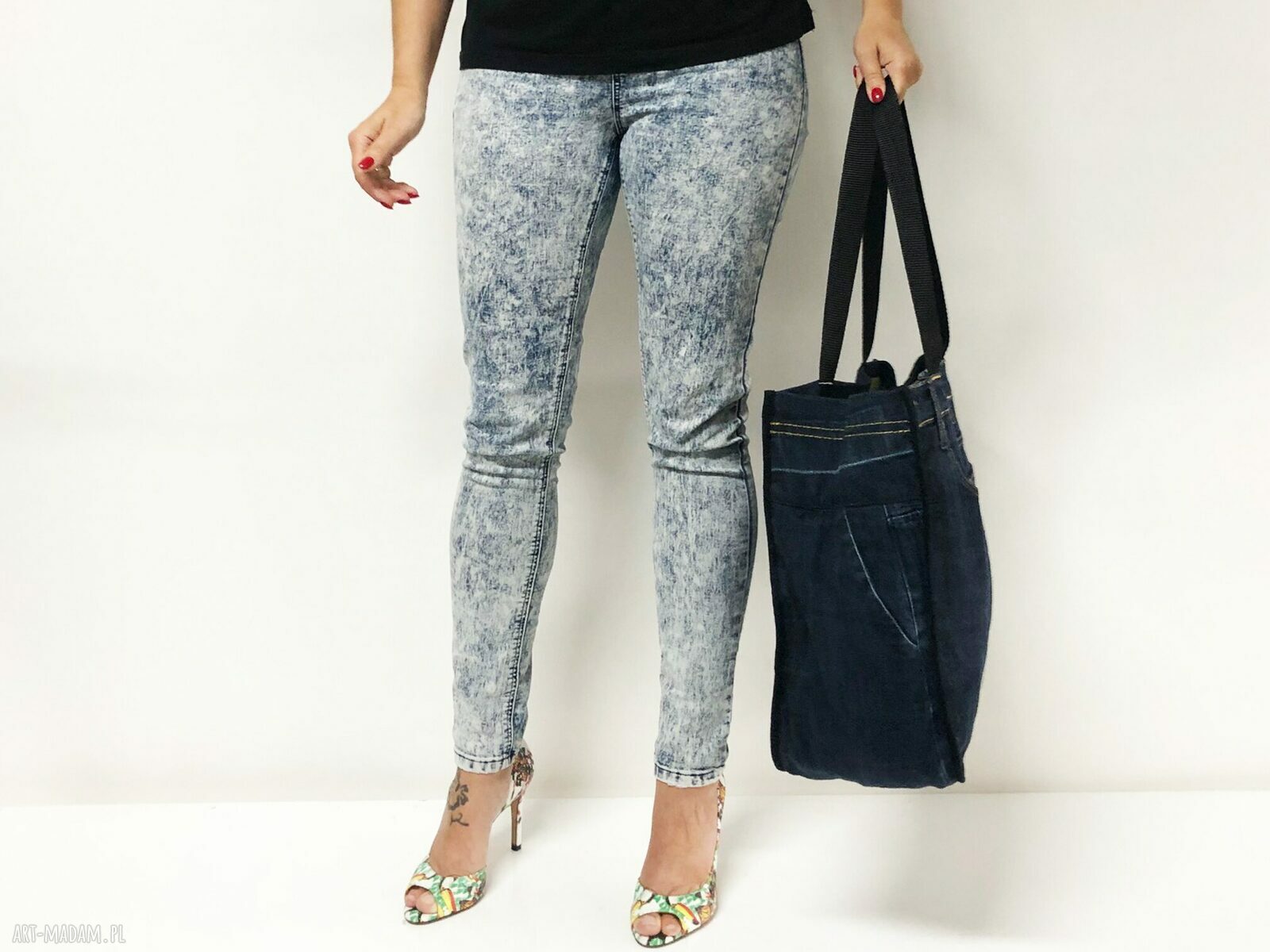 Duża torba upcykling jeans Lee Cooper na ramię