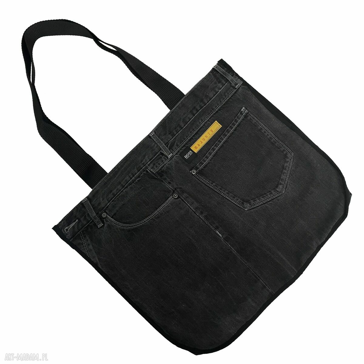 Duża torba na ramię z upcyklingu jeansowego Hugo Boss 103