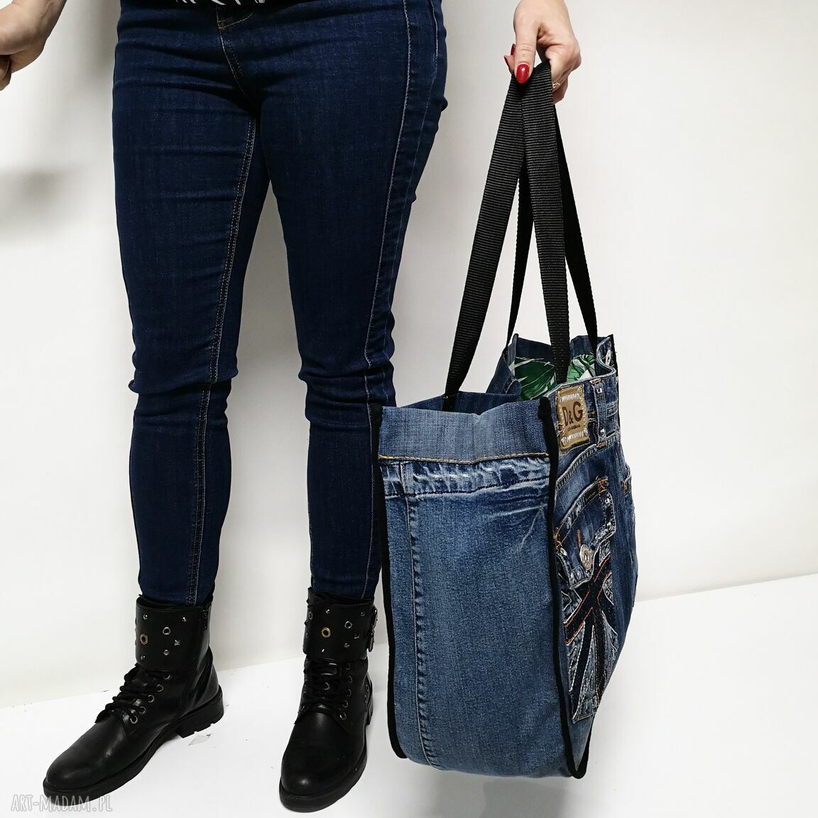 Duża torba upcykling jeans Dolce & Gabbana na ramię - solidna i pojemna