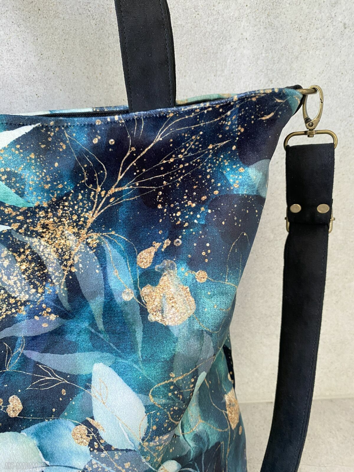 Duża torba na ramię - print szuwary (wegańska)