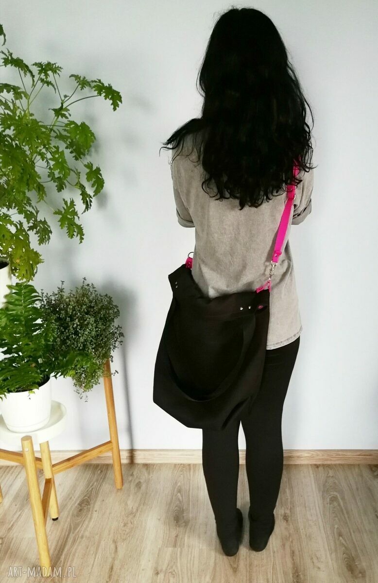 duża torba worek czarna Handmade