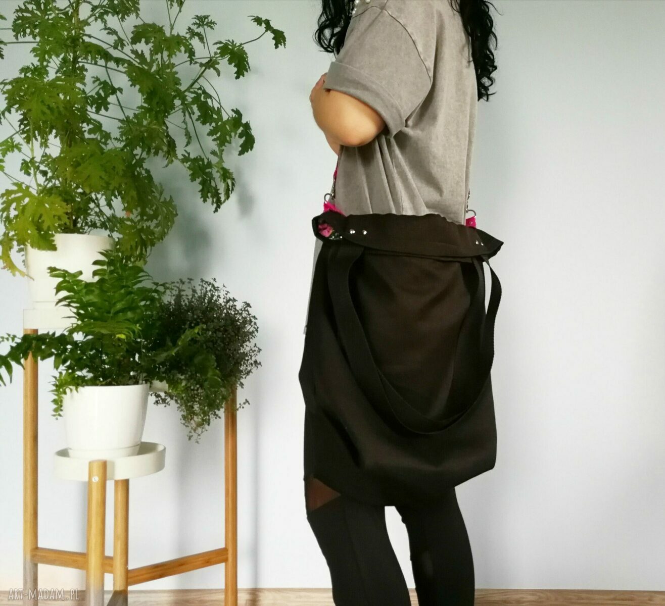 duża torba worek czarna Handmade