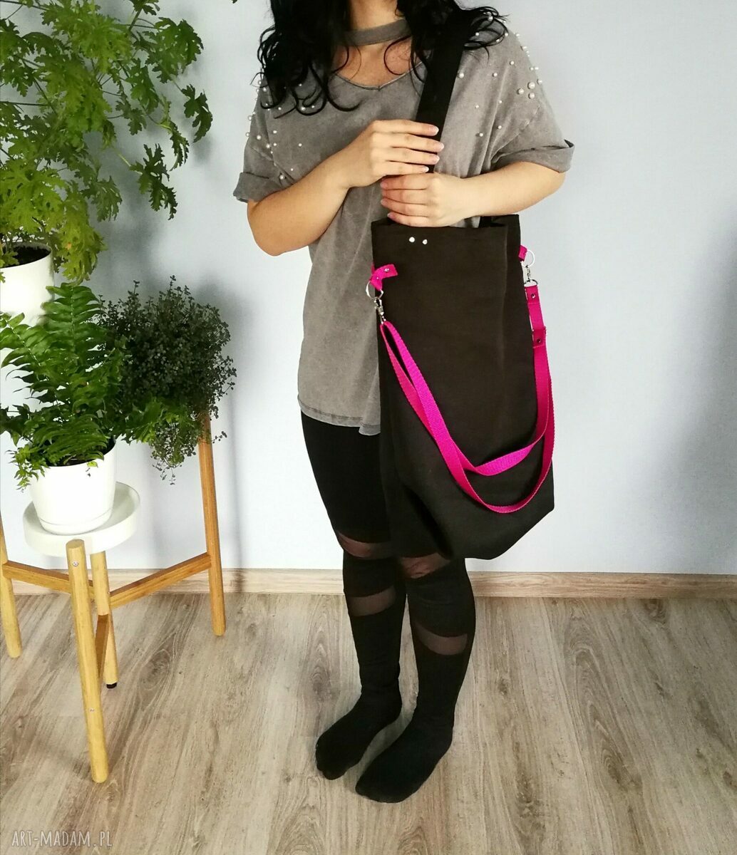 duża torba worek czarna Handmade