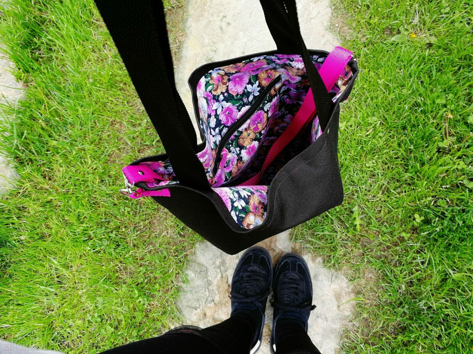 duża torba worek czarna Handmade