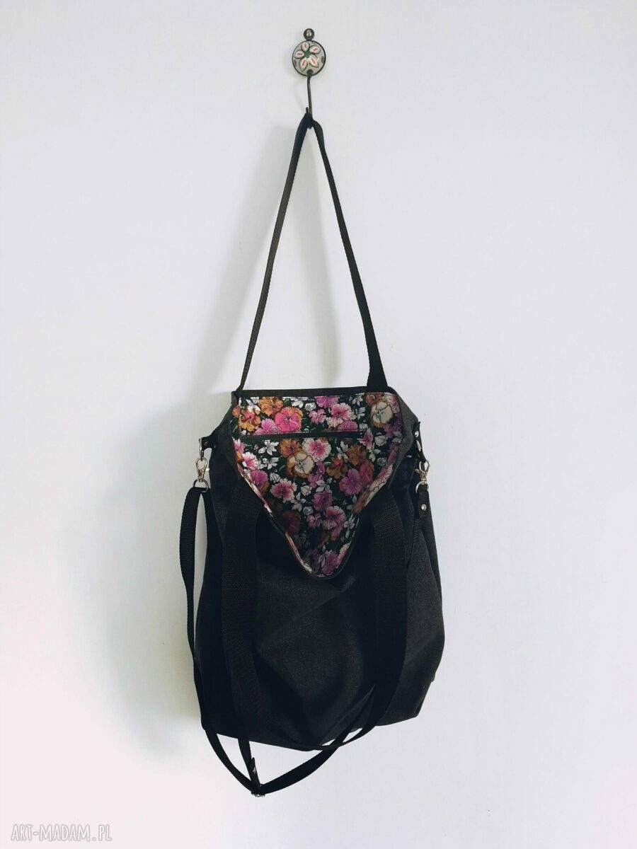 duża torba worek grafitowa Handmade