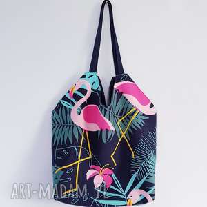torba xl shopperka flamingi - różowe na ramię
