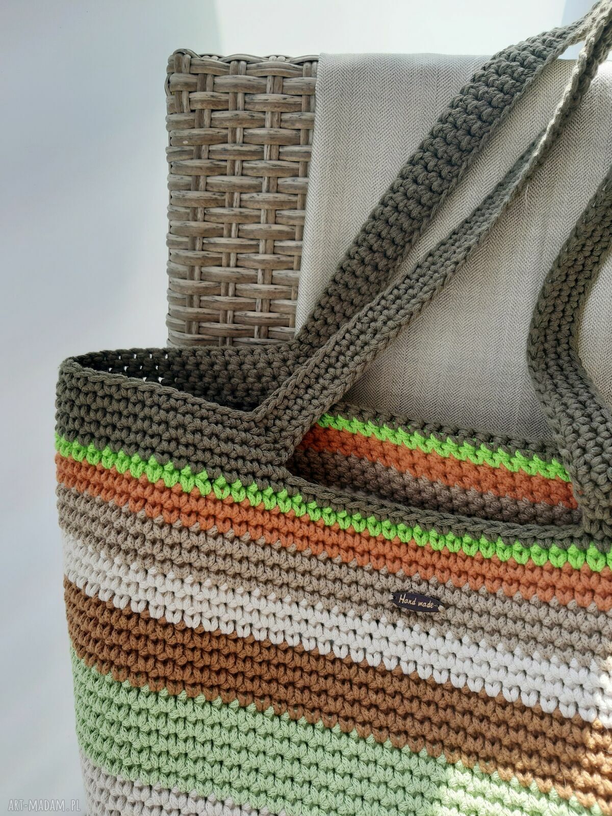 Duża torba typu shopper z 100% bawełnianego sznurka dla niej
