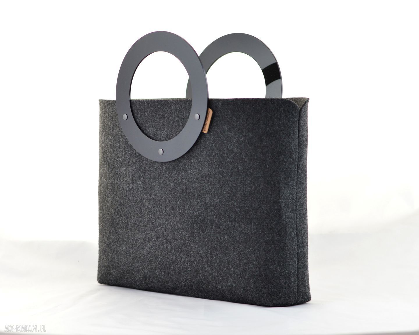 Duża Torebka z Filcu i plexi Minimalistyczna Grafiowa handmade
