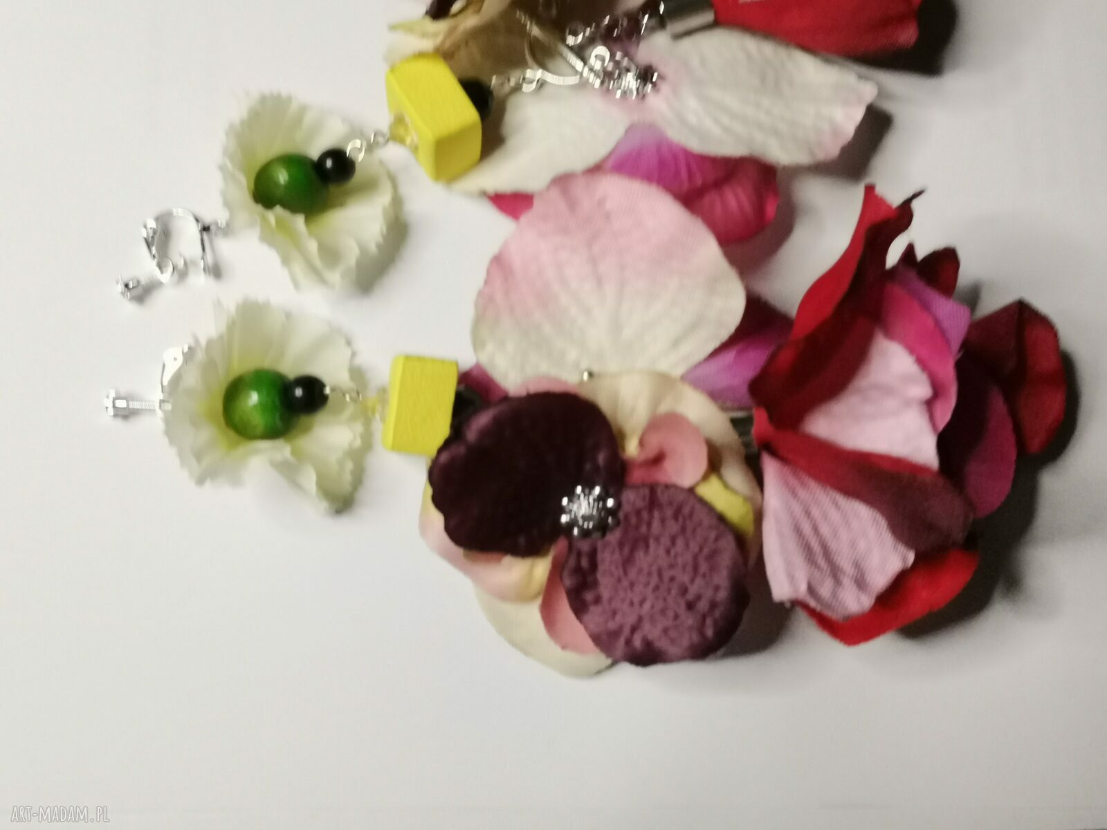 Klipsy duże wiszące kwiaty Box X1 w stylu etno - folk boho