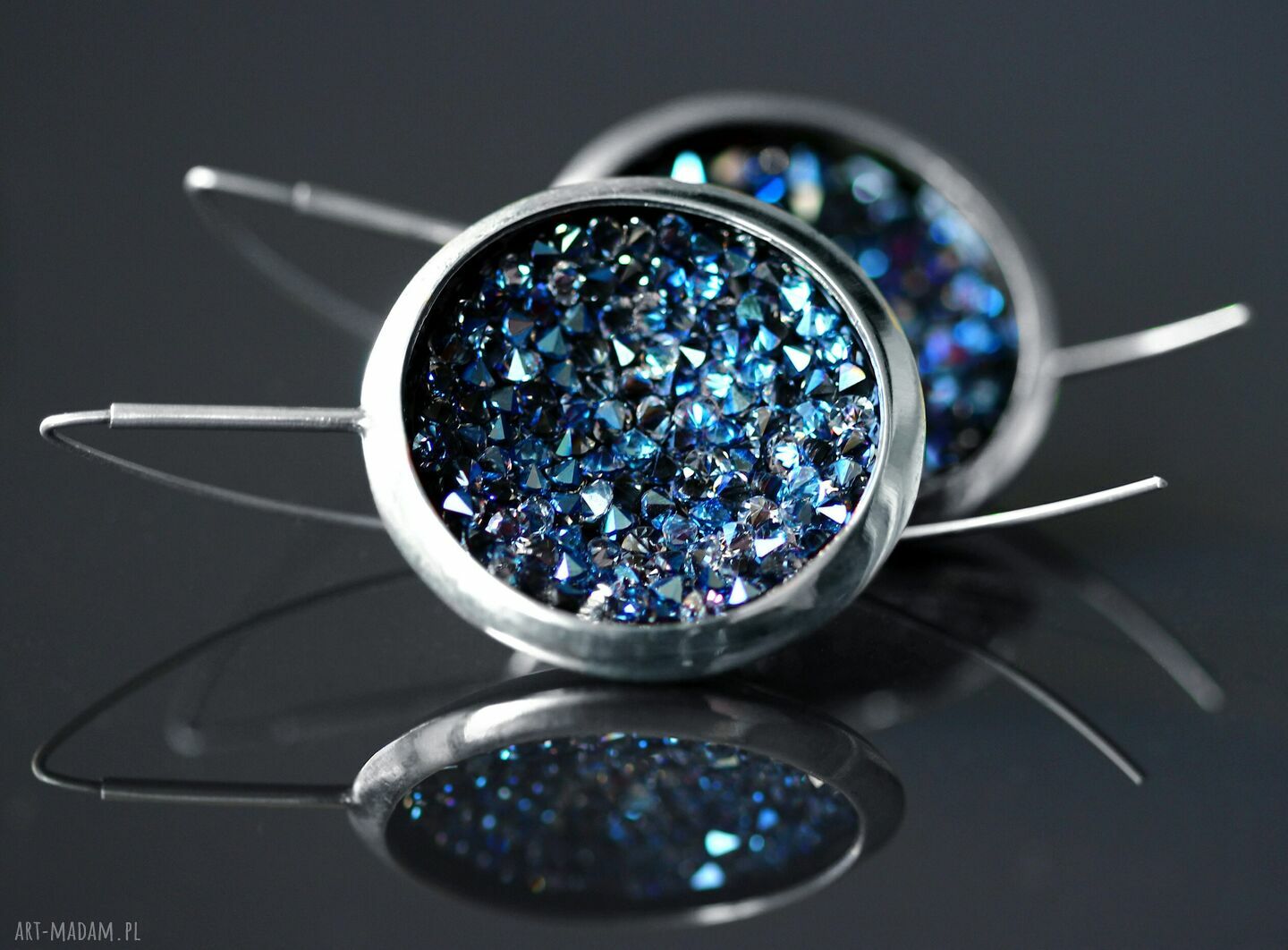 Duże efektowne kolczyki z kryształami Swarovski - srebro 925