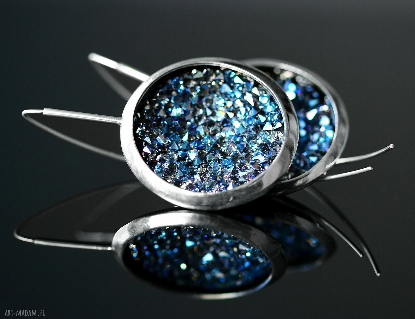 Duże efektowne kolczyki z kryształami Swarovski - srebro 925