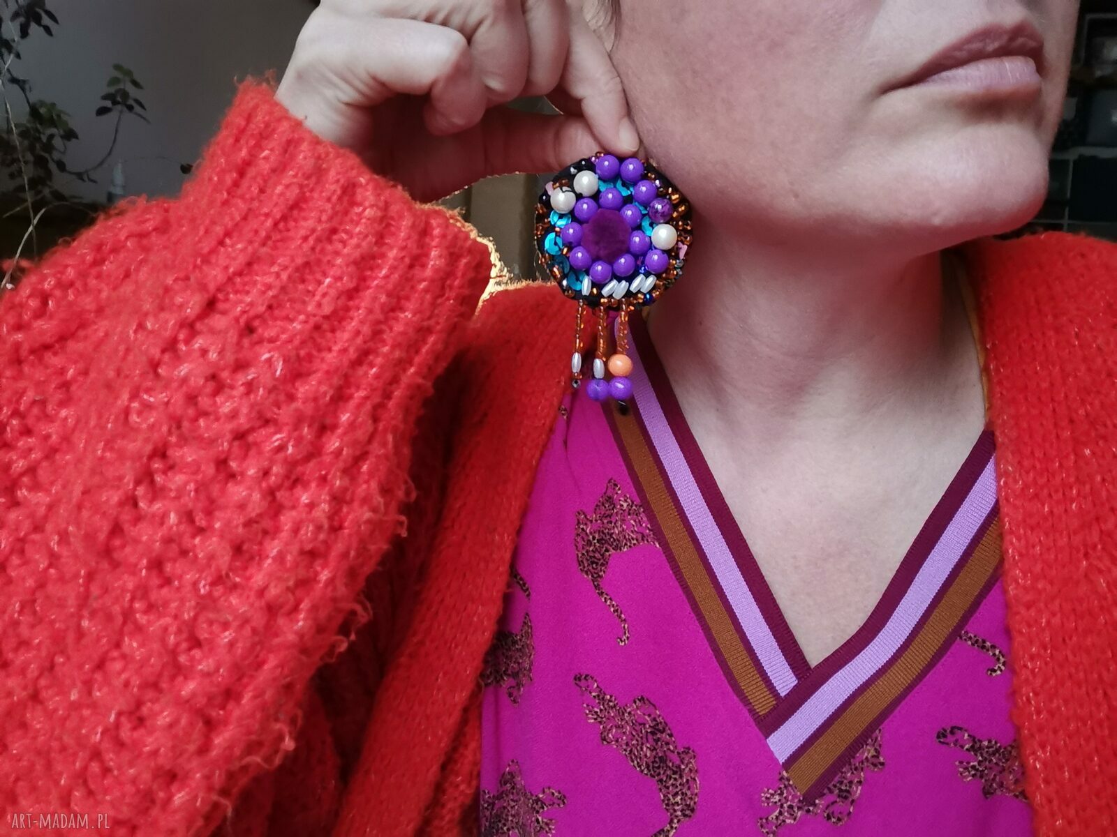 Klipsy duże koła boho z frędzlami
