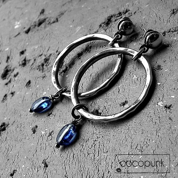 Kolczyki koŁa outside srebro kyanity duże długie modne nowoczesne