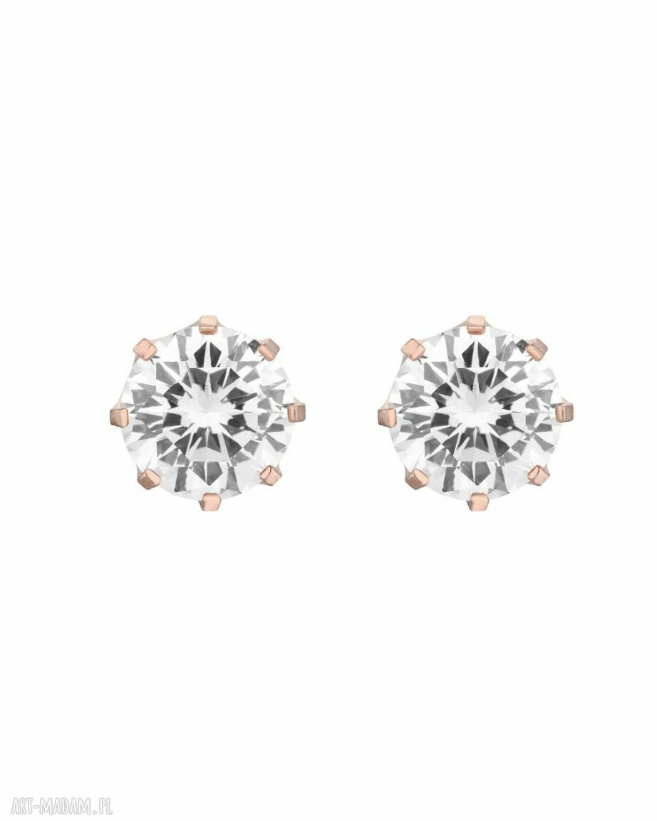 kolczyki: Kolczyki z różowego złota z dużymi cyrkoniami autorskie