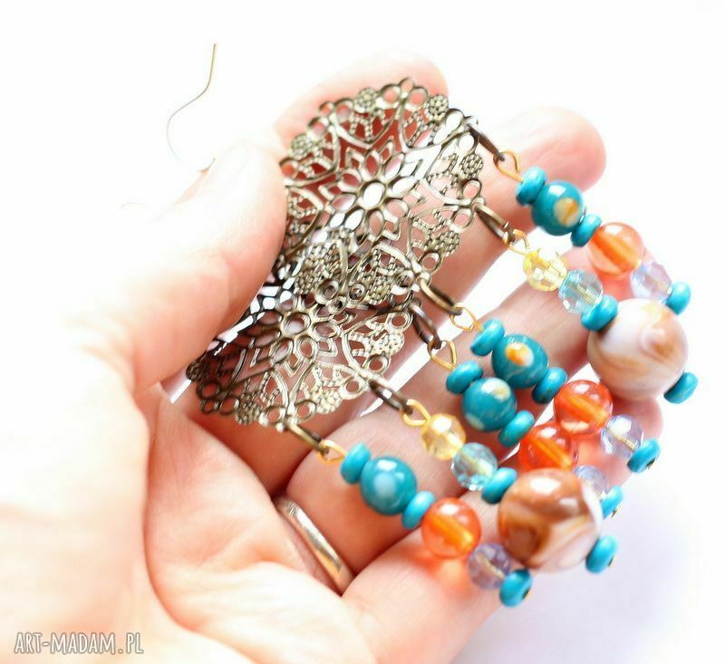 Duże orientalne, kolorowe kolczyki boho - lekkie i efektowne