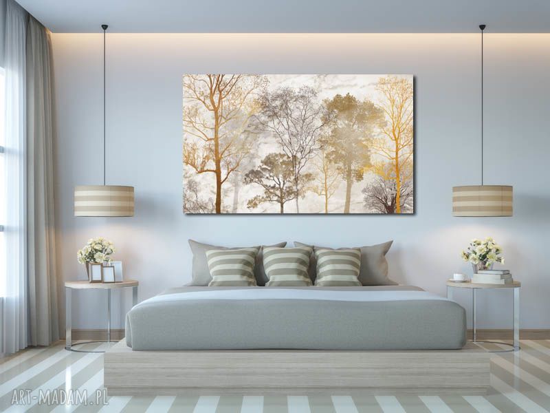 Duży obraz Drzewo 15 90x50 cm na płótnie - brąz i beż