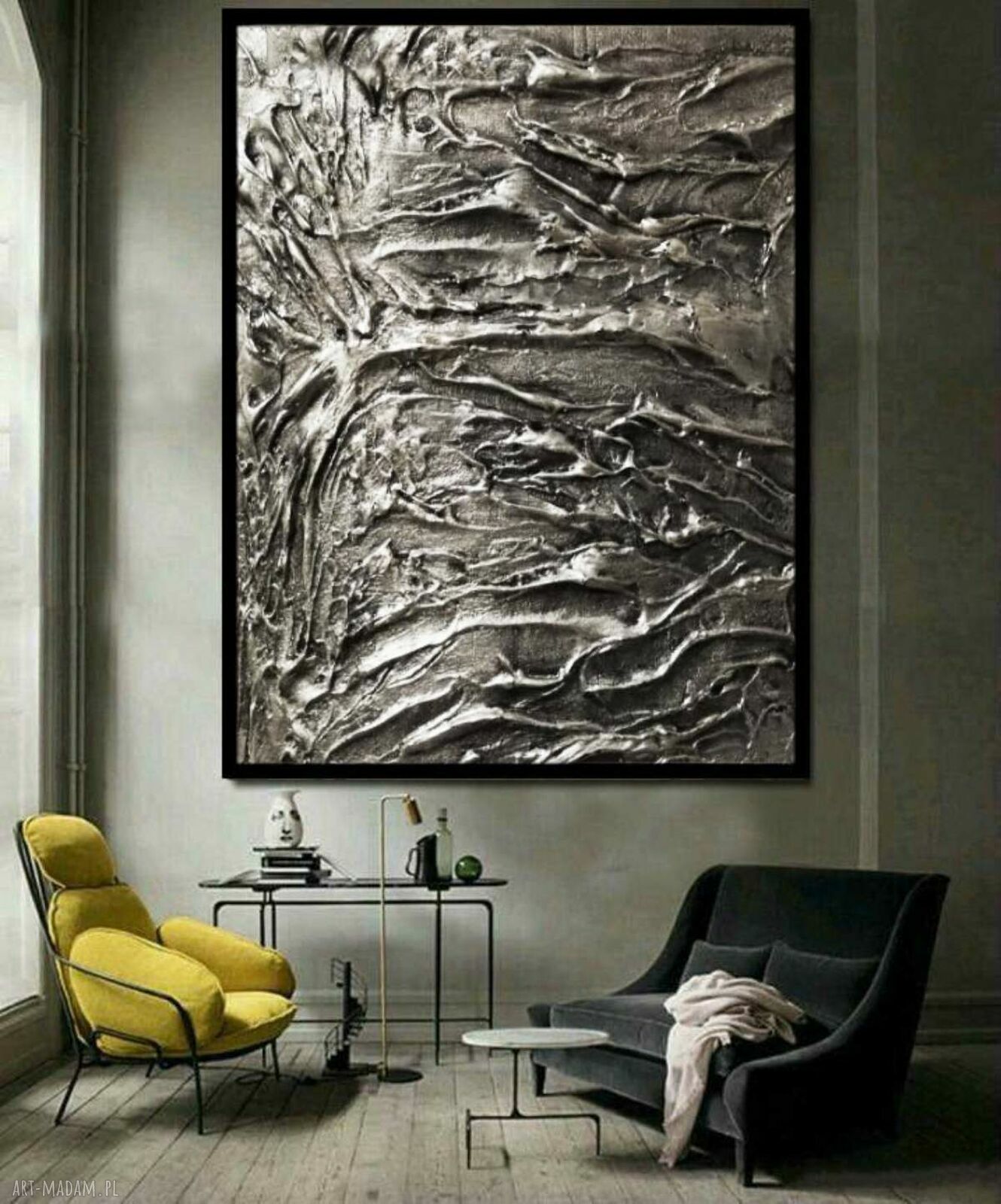Duże obrazy - srebrna struktura 100x150 cm