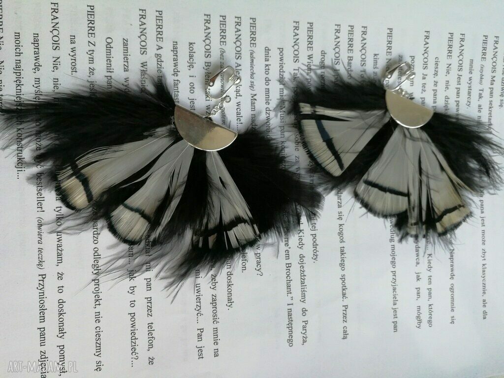 Klipsy duże, lekkie pióra w stylu boho - hand-made